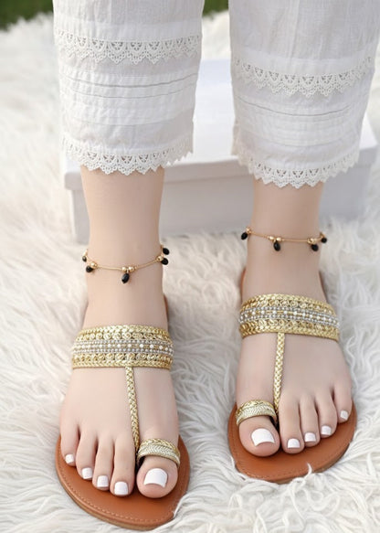 Durable Golden  Kolhapuri Chappals